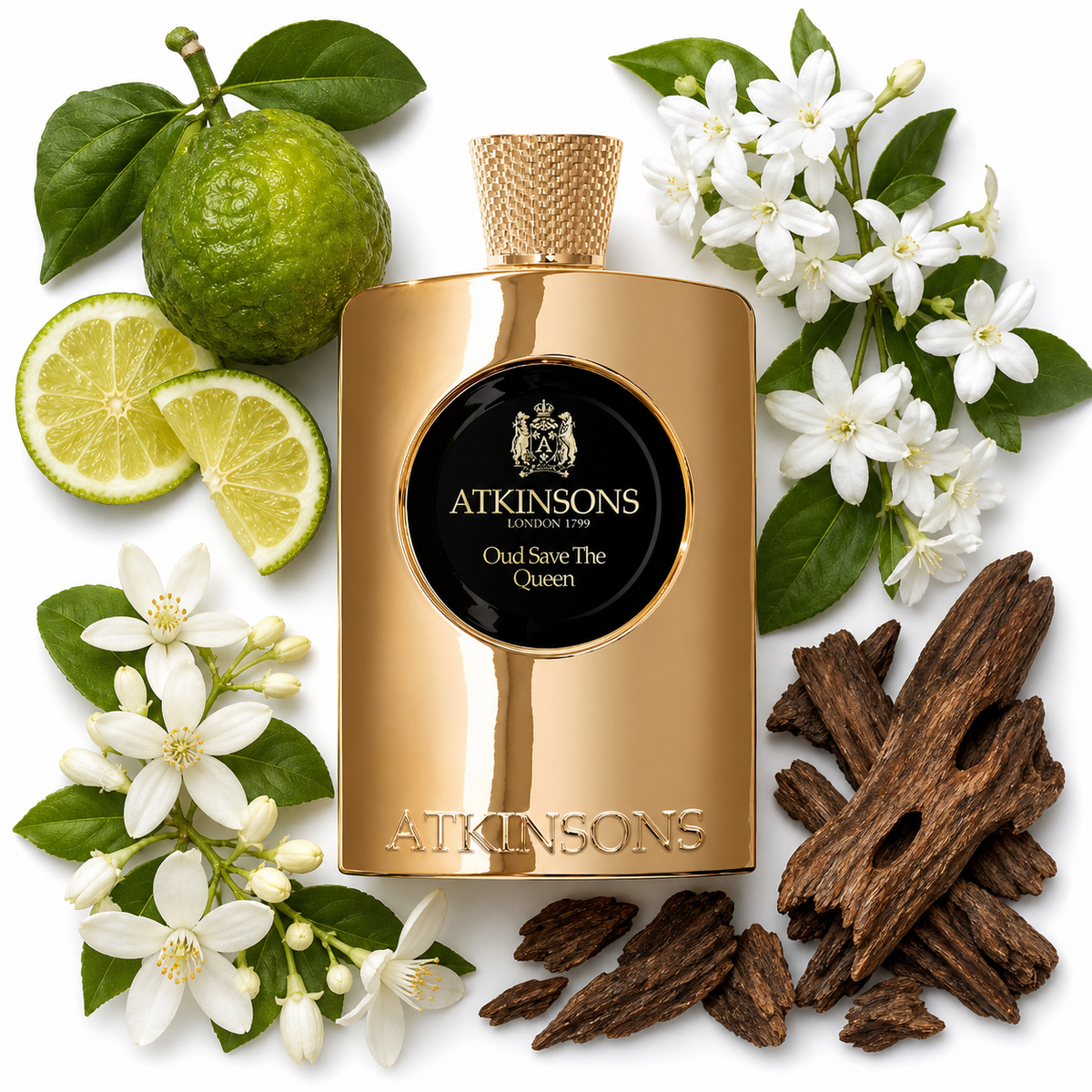 ATKINSONS Oud Save the Queen Eau de Parfum with scent notes