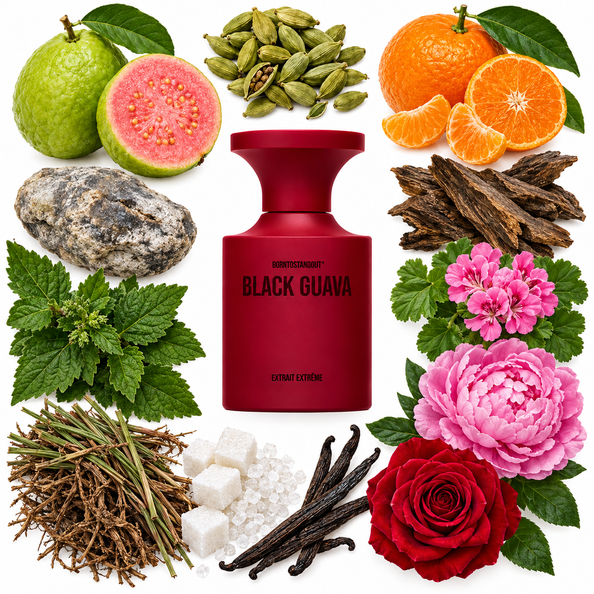 BORNTOSTANDOUT Black Guava Extrait de Parfum with scent notes
