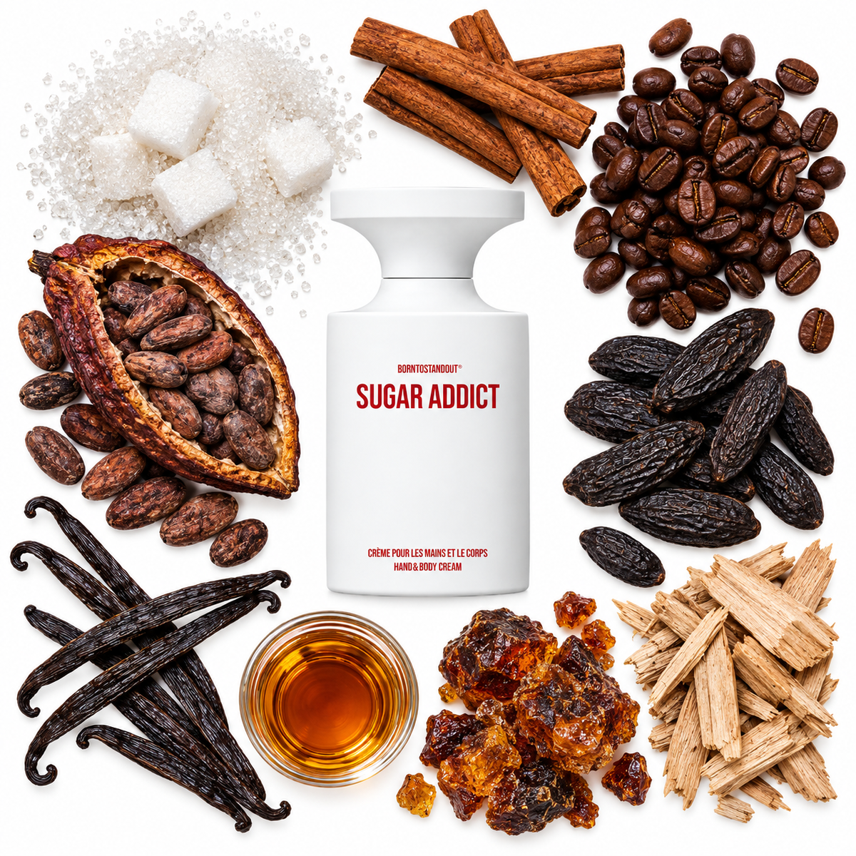 BORNTOSTANDOUT Sugar Addict Eau de Parfum with scent notes