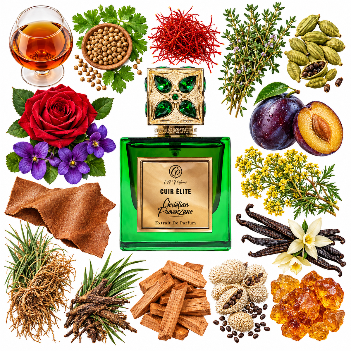Christian Provenzano Cuir Elite Extrait de Parfum with scent notes