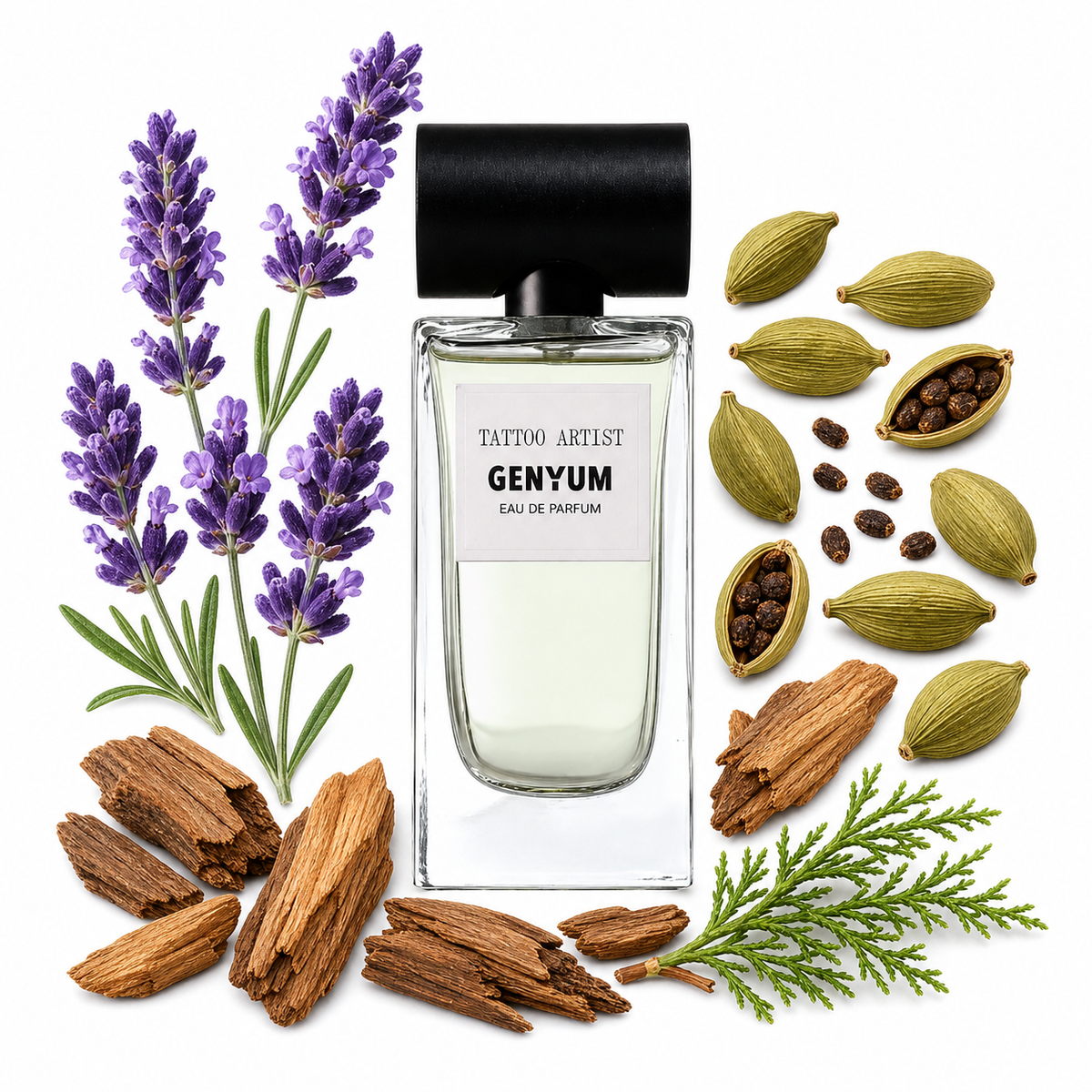 Genyum Tattoo Artist Eau de Parfum with scent notes