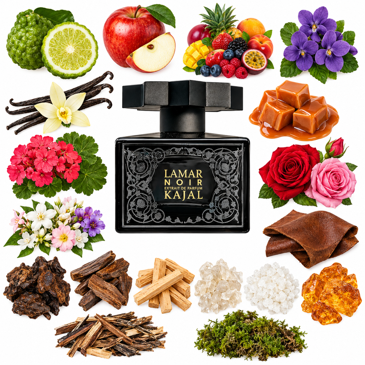 Kajal Classic Collection LAMAR NOIR Extrait de Parfum with scent notes
