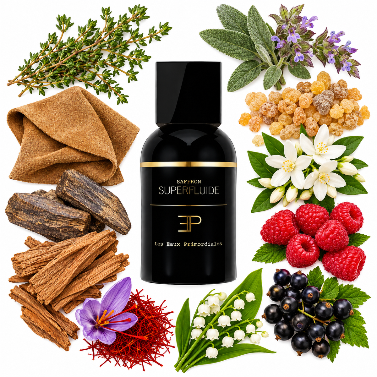 Les Eaux Primordiales Superfluide Saffron Eau de Parfum with scent notes