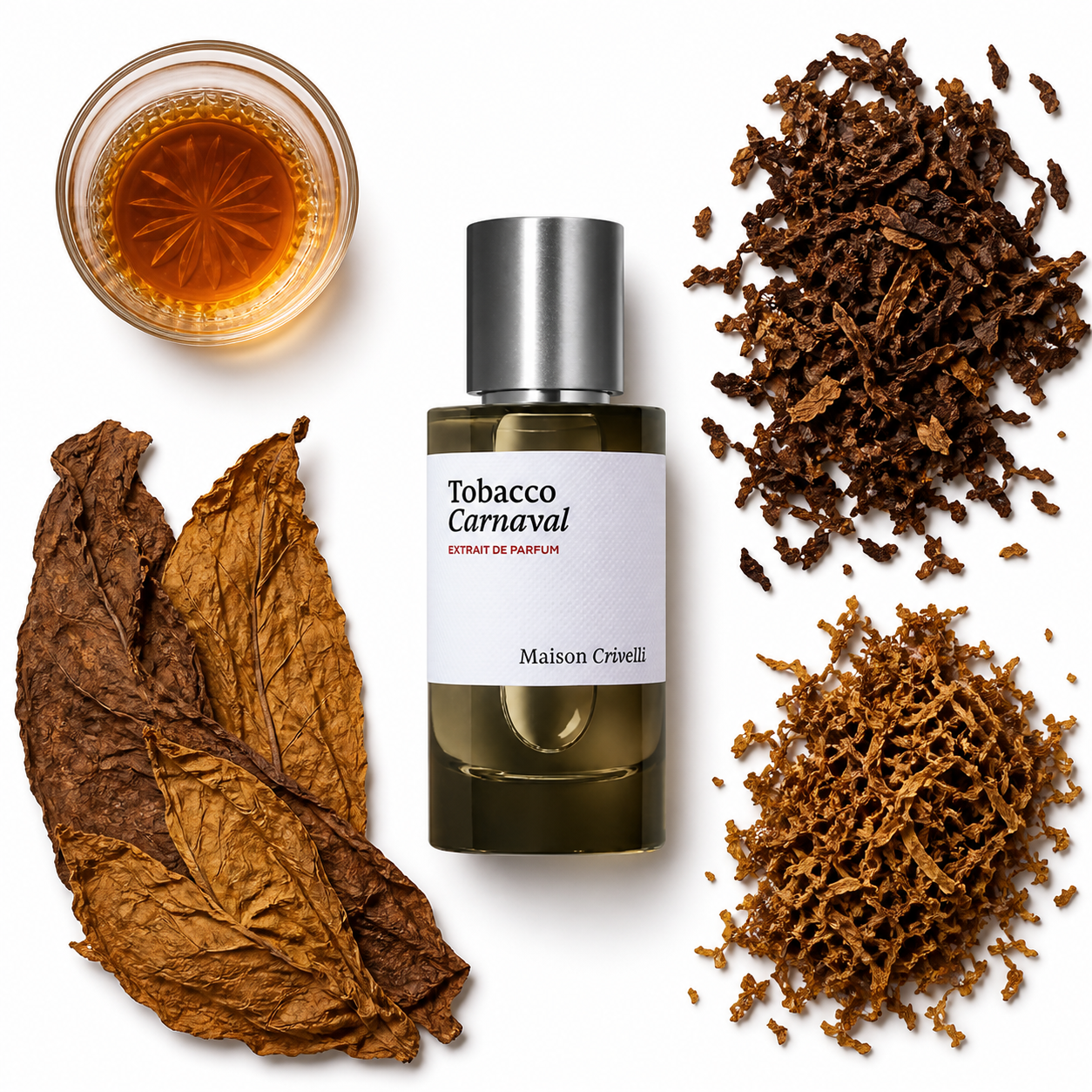 Maison Crivelli Tobacco Carnaval Extrait de Parfum with scent notes
