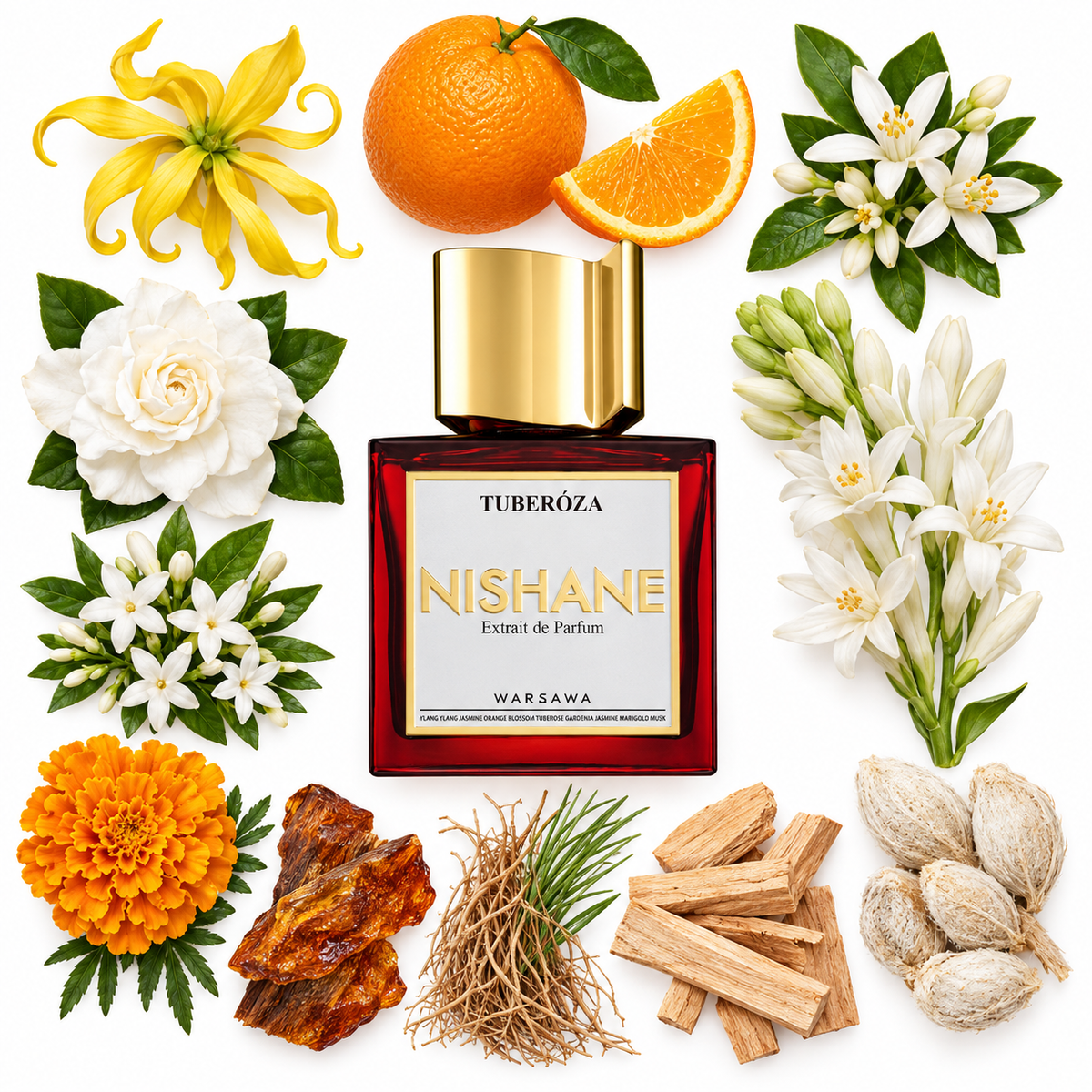 NISHANE Tuberóza Extrait de Parfum with scent notes