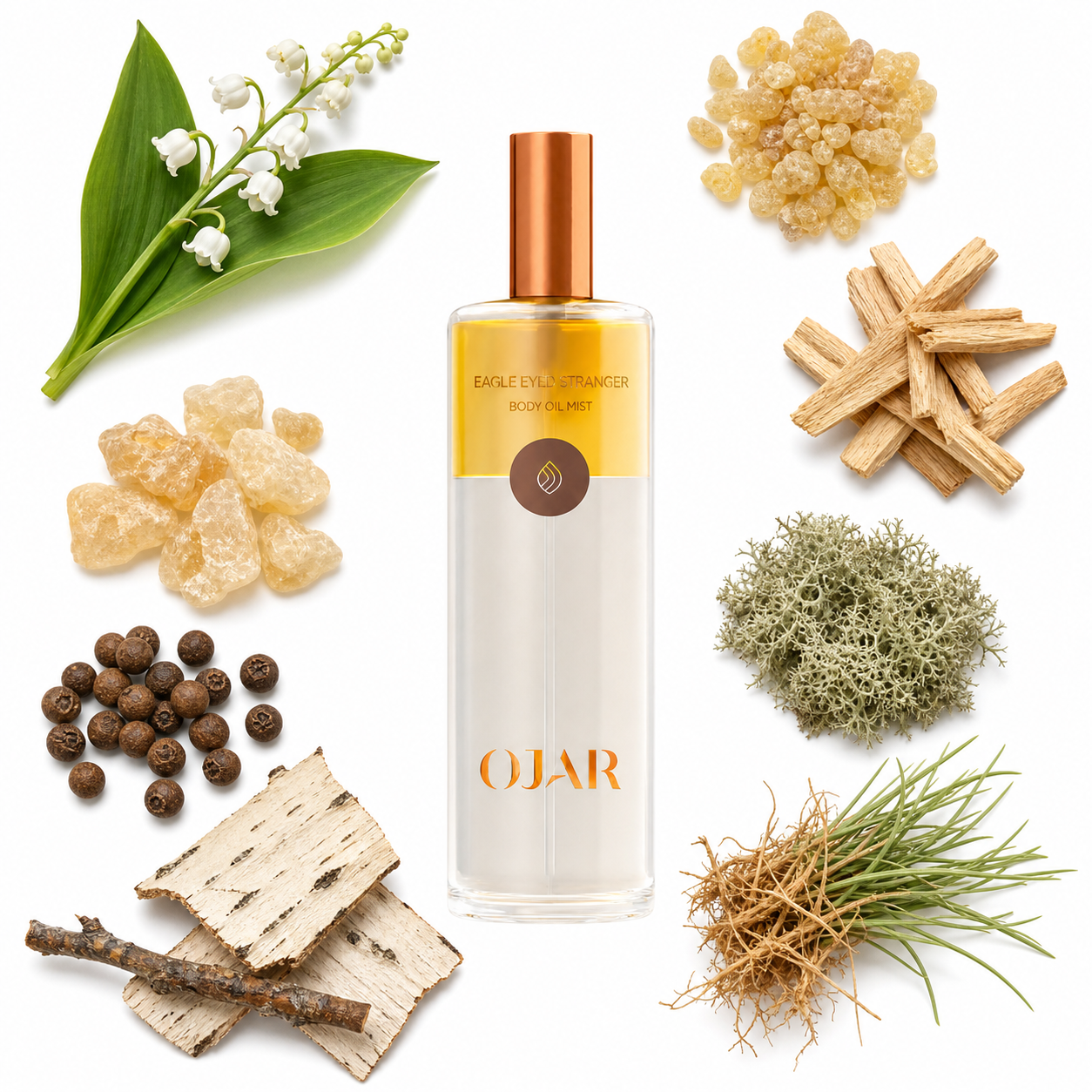 OJAR Eagle Eyed Stranger Body Oil Mist 100 ml with scent notes
