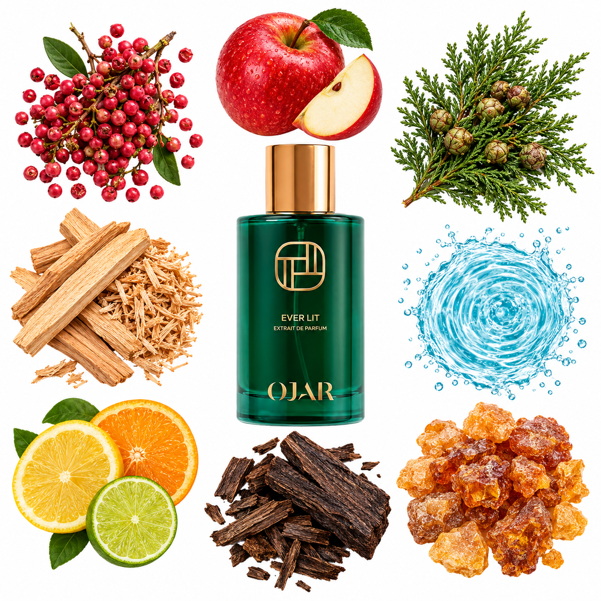 OJAR Ever Lit Extrait de Parfum with scent notes