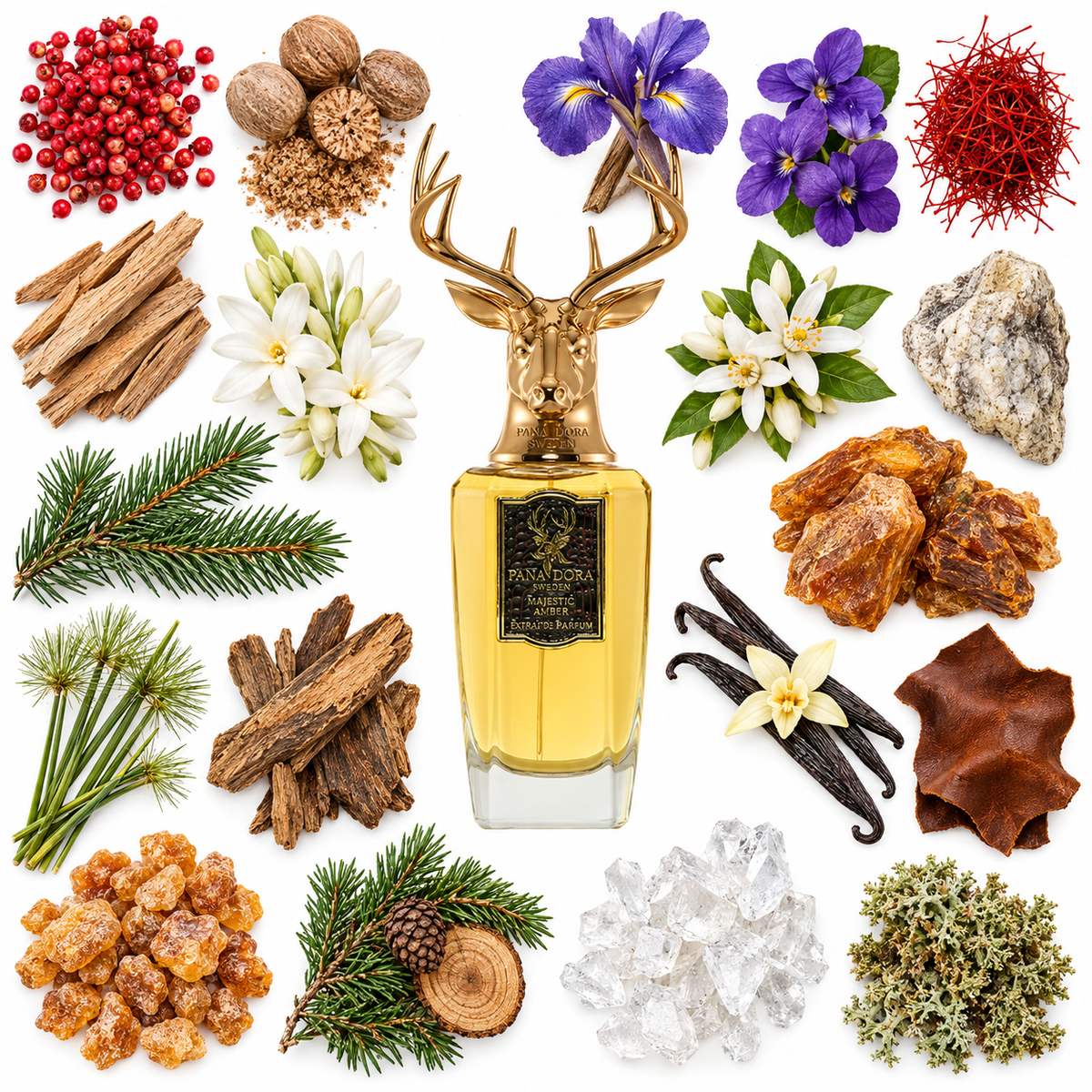 Pana Dora Majestic Amber Extrait de Parfum with scent notes