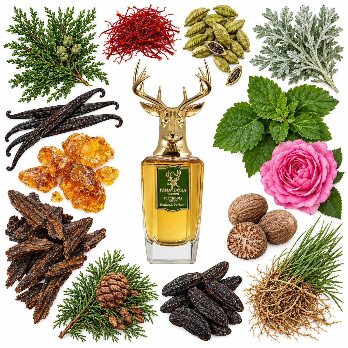 Pana Dora Patchouli Dust Extrait de Parfum with scent notes