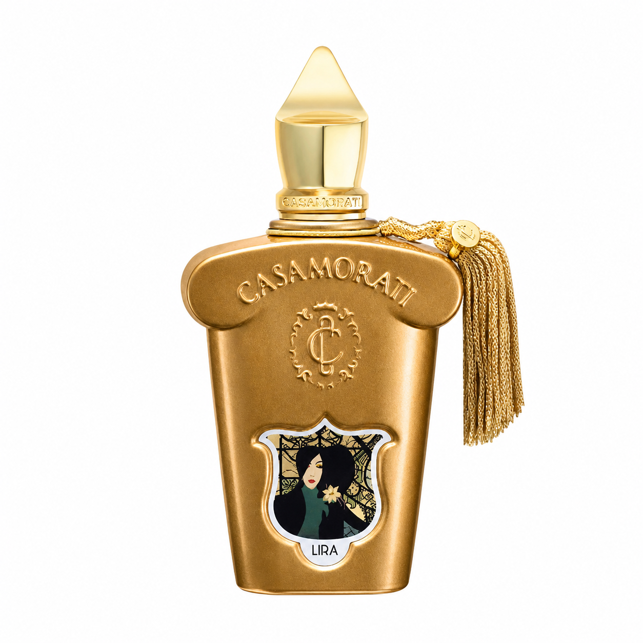 Parfümflakon mit weißem Hintergrund