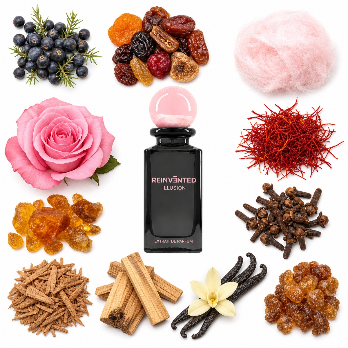 Reinvented ILLUSION Extrait de Parfum with scent notes