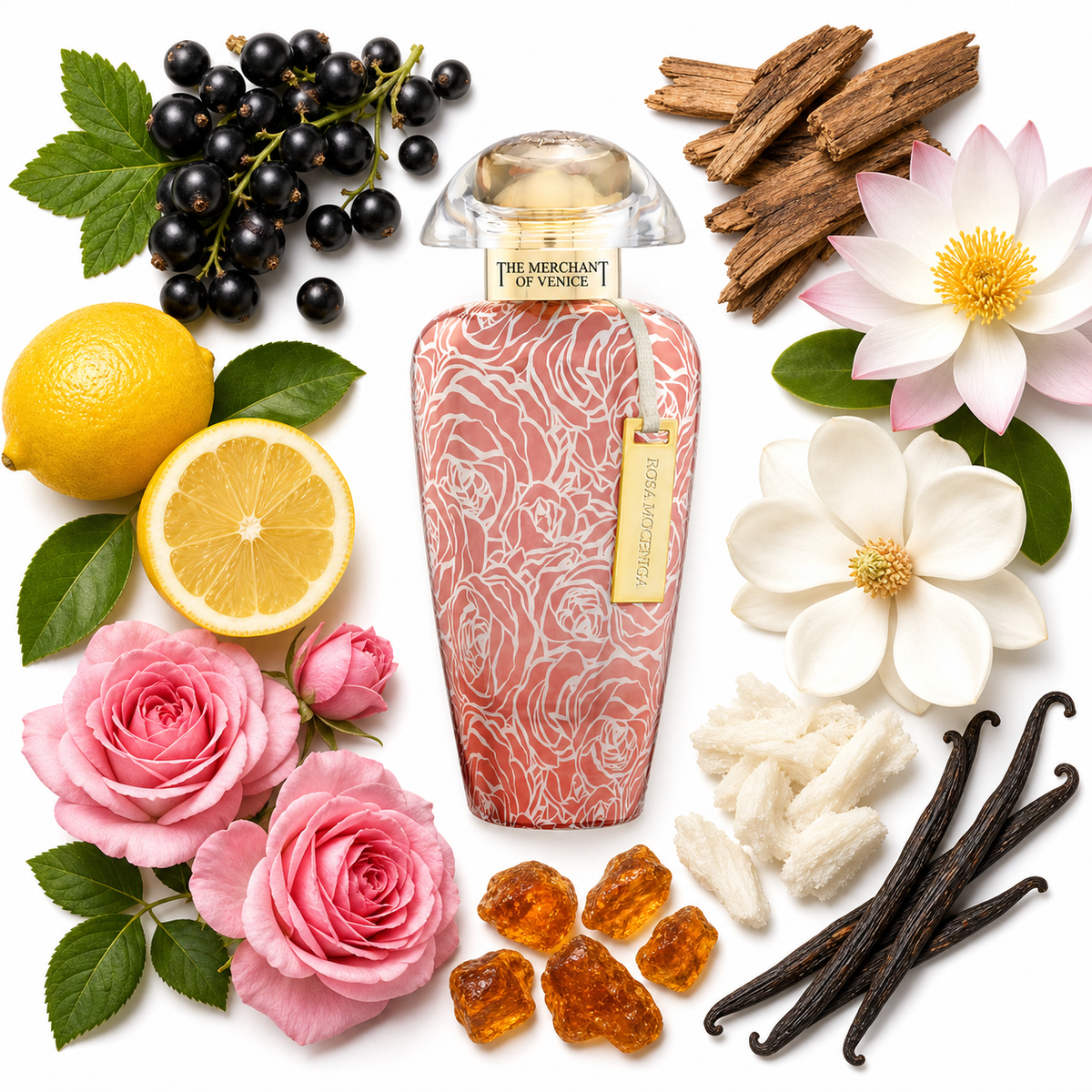 The Merchant of Venice Murano Collection Rosa Moceniga Eau de Parfum with scent notes
