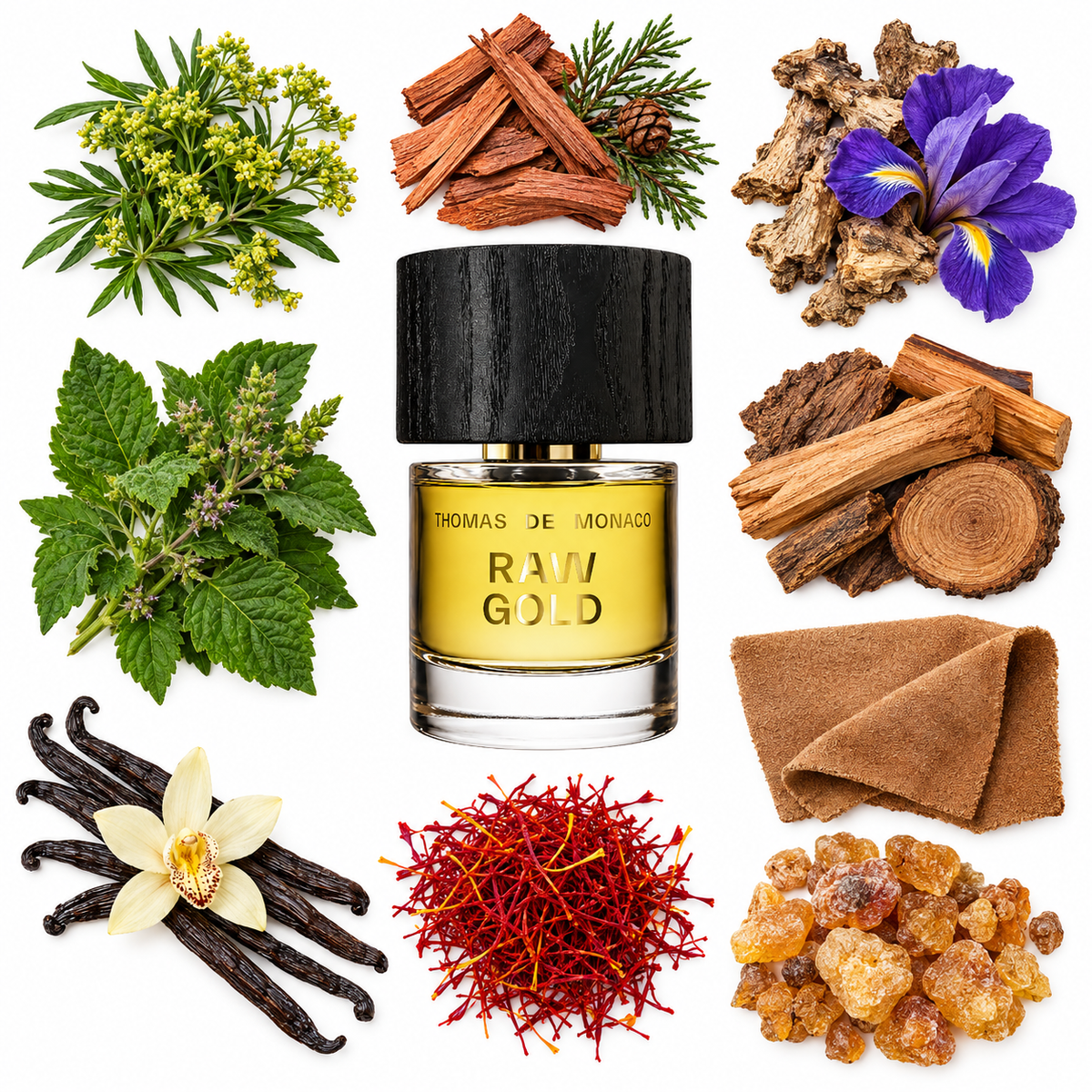 Thomas de Monaco Raw Gold Extrait de Parfum with scent notes