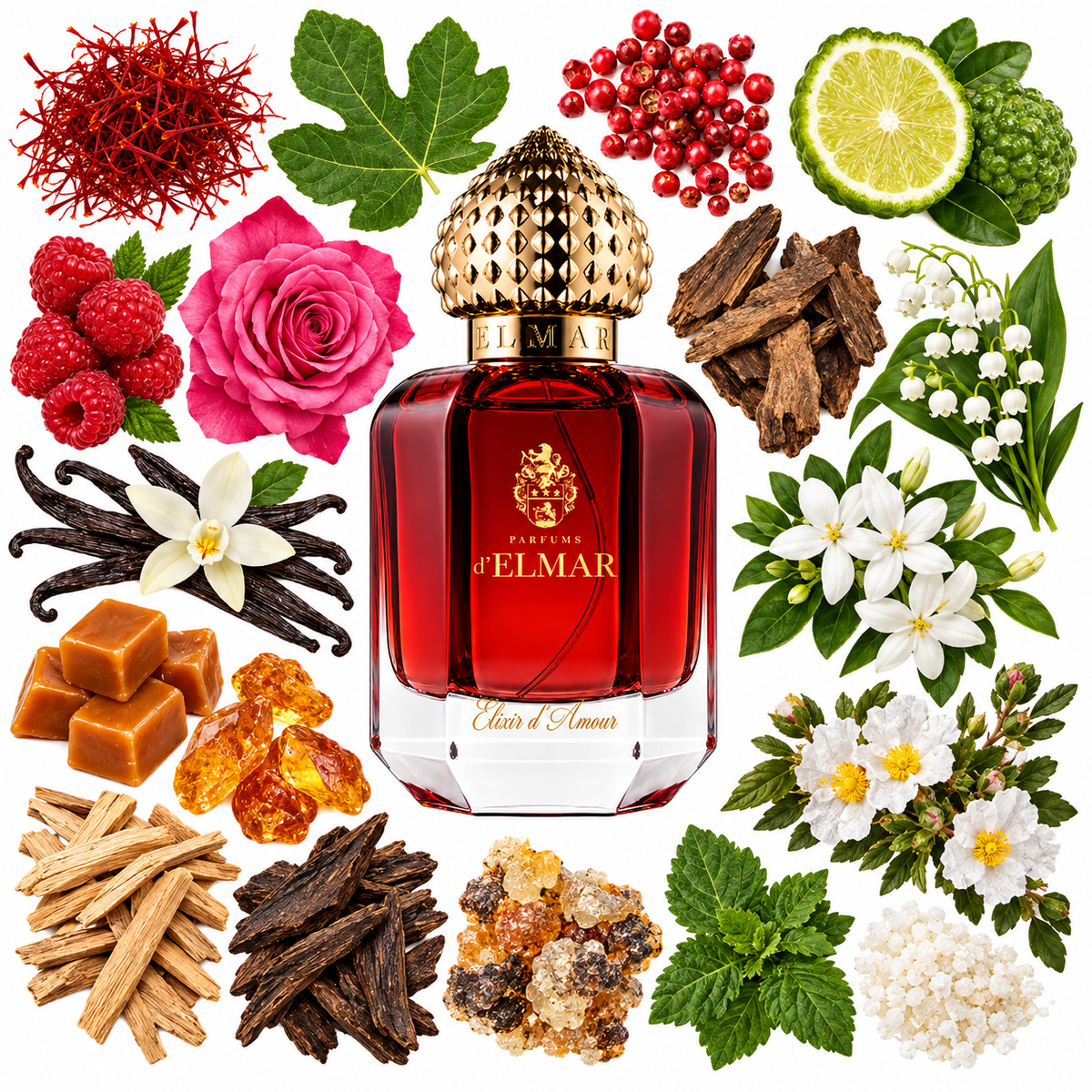 d'Elmar ELIXIR D’AMOUR Extrait de Parfum with scent notes