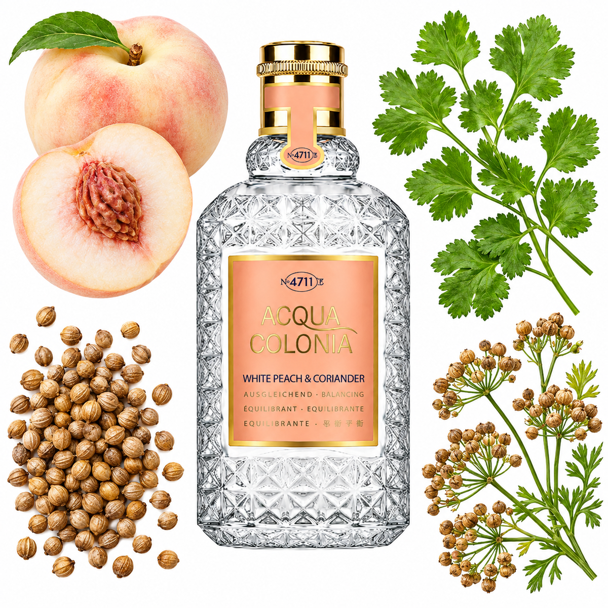 4711 Acqua Colonia White Peach & Coriander Eau de Cologne with scent notes