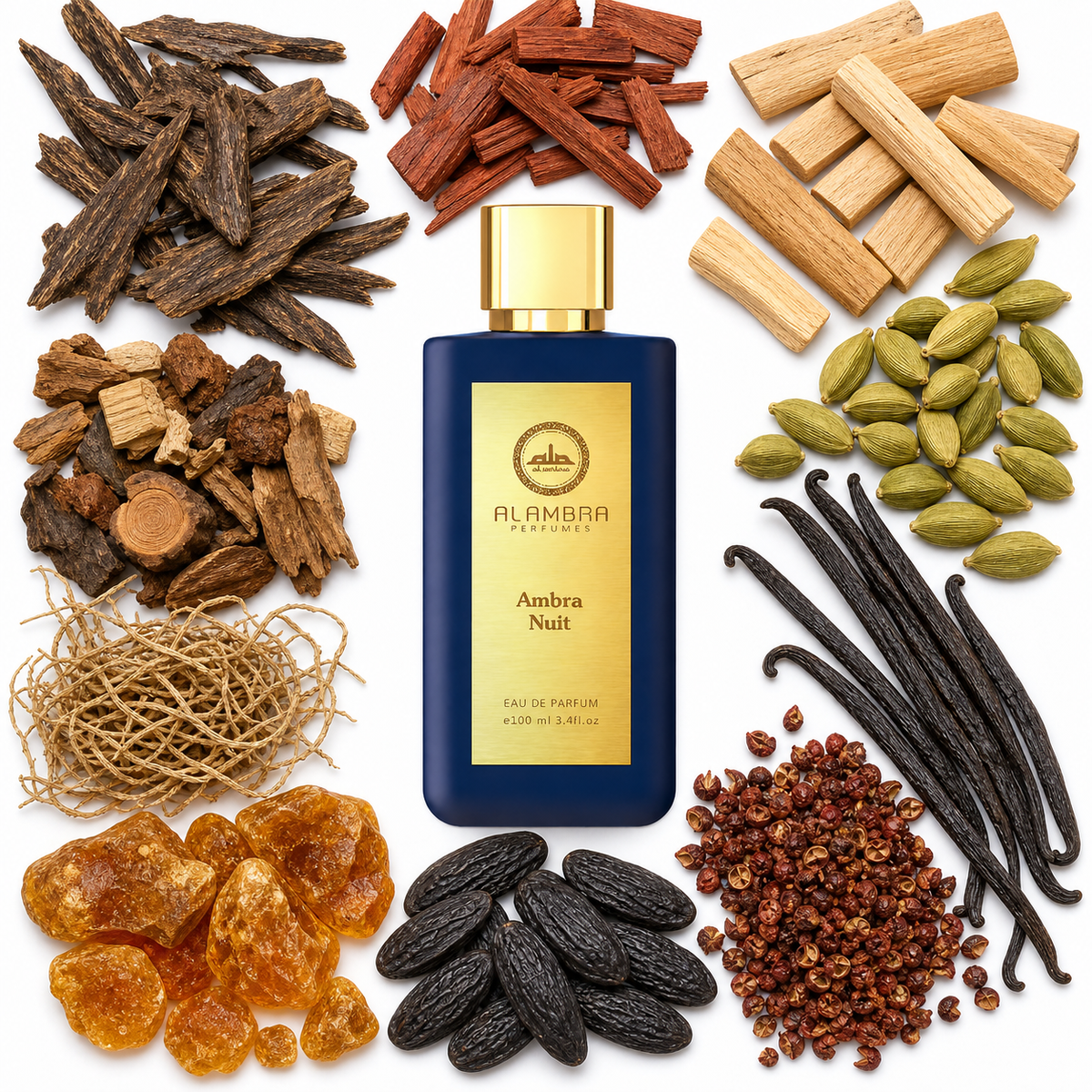 Al Ambra Ambra Nuit Eau de Parfum with scent notes