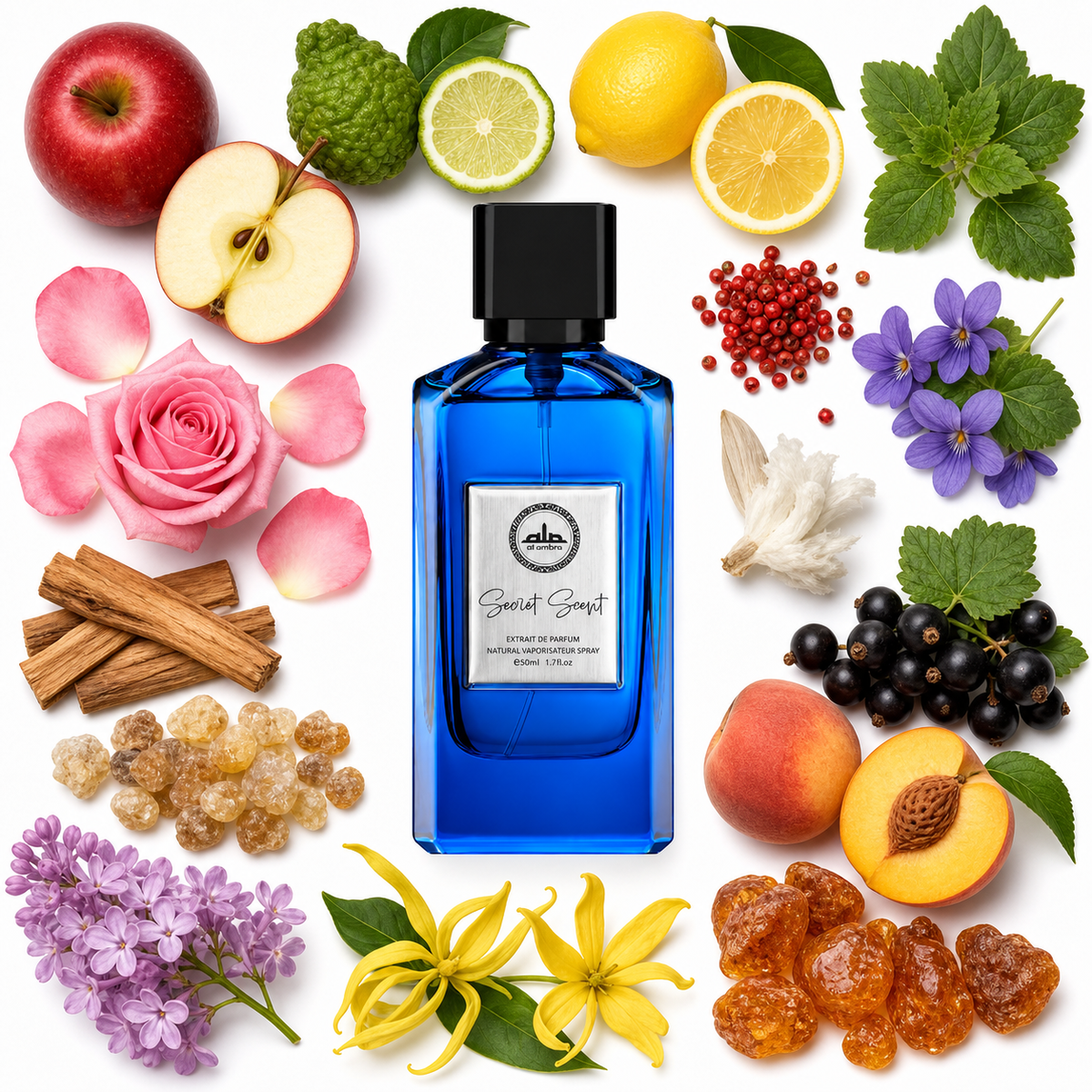 Al Ambra Secret Scent Extrait de Parfum with scent notes