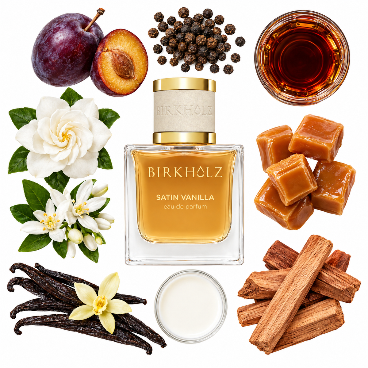 Birkholz Satin Vanilla Eau de Parfum with scent notes