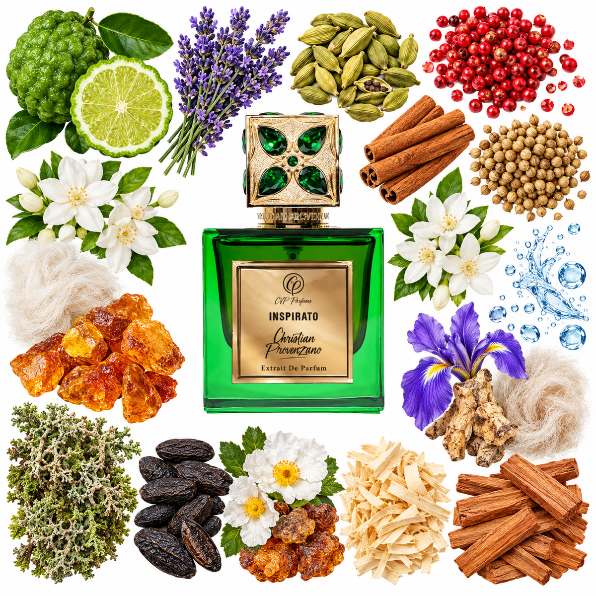 Christian Provenzano Inspirato Extrait de Parfum with scent notes