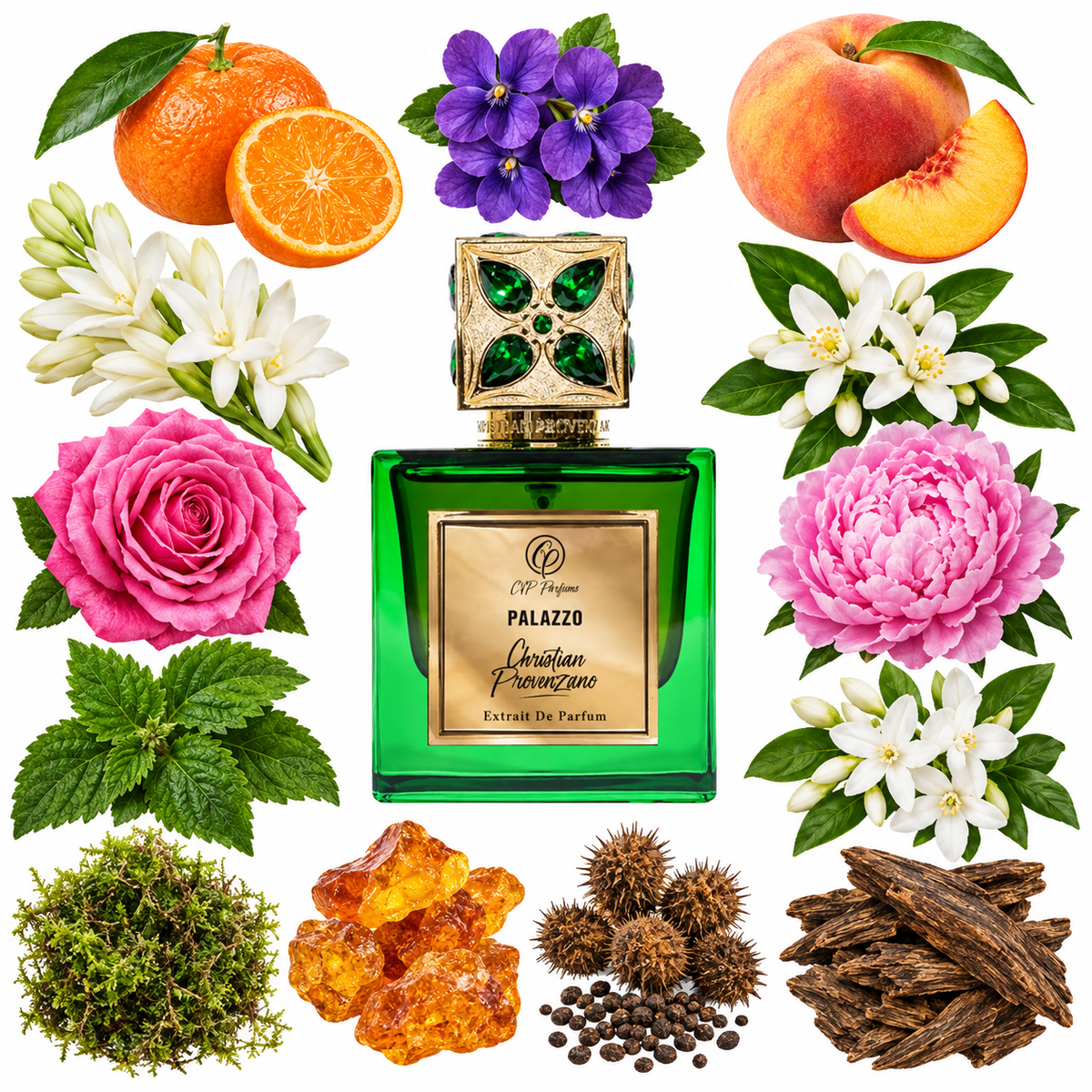 Christian Provenzano Palazzo Extrait de Parfum with scent notes