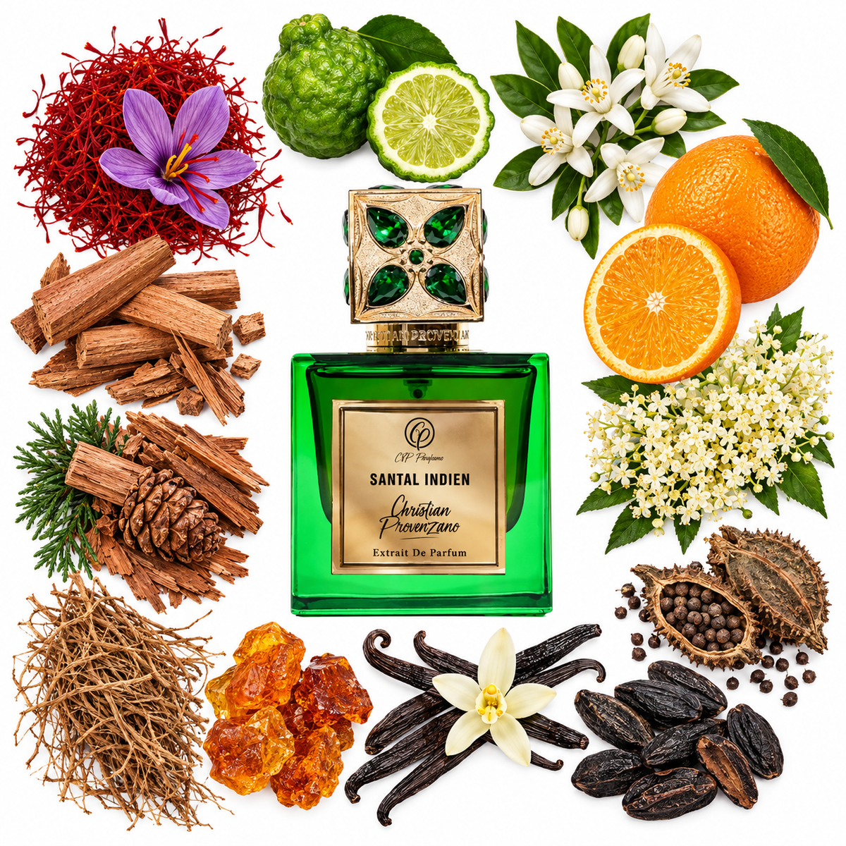 Christian Provenzano Santal Indien Extrait de Parfum with scent notes