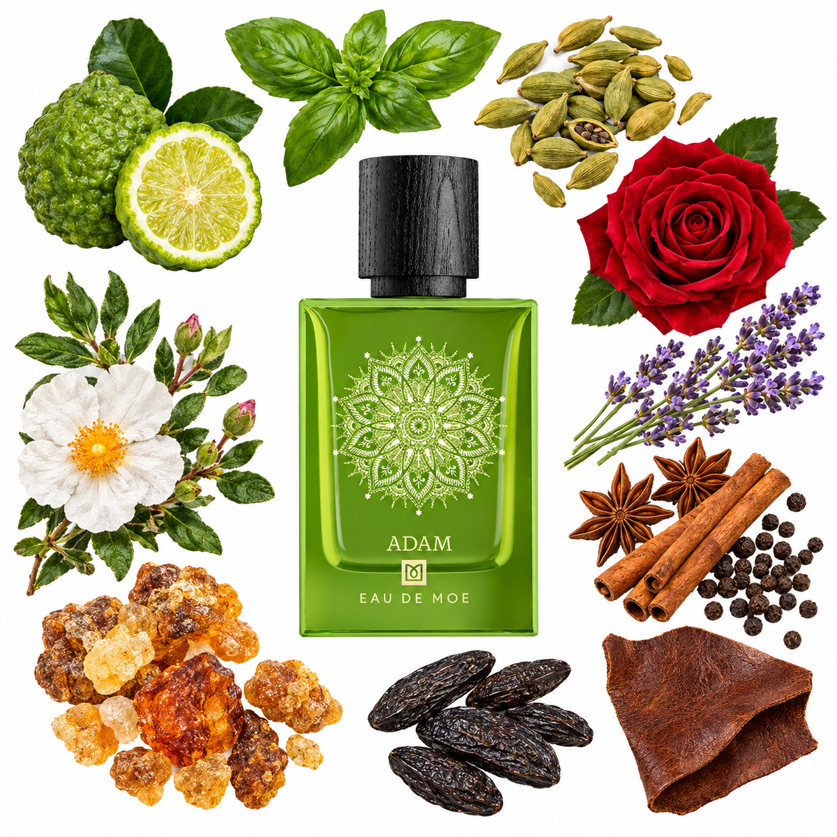 Eau de Moe ADAM Eau de Parfum with scent notes