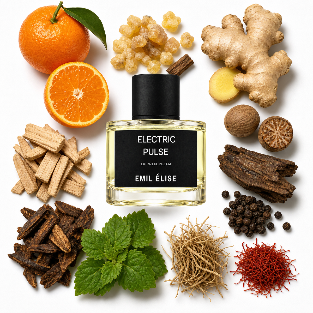 Emil Élise Electric Pulse Extrait de Parfum with scent notes