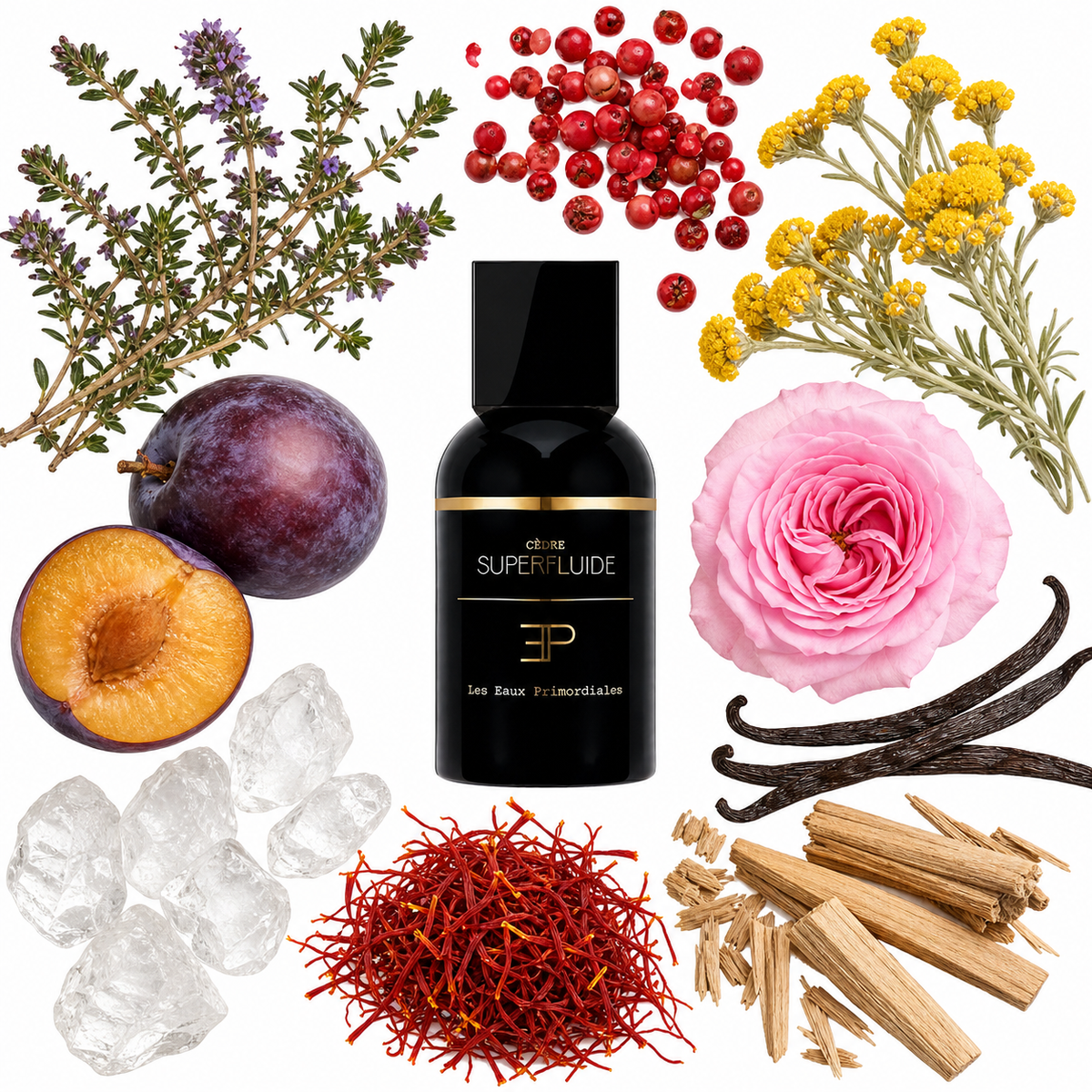Les Eaux Primordiales Superfluide Cèdre Eau de Parfum with scent notes