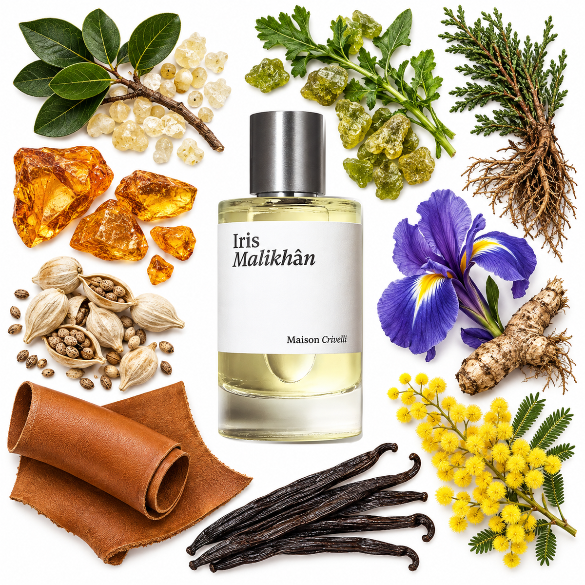 Maison Crivelli Iris Malikhân Eau de Parfum with scent notes