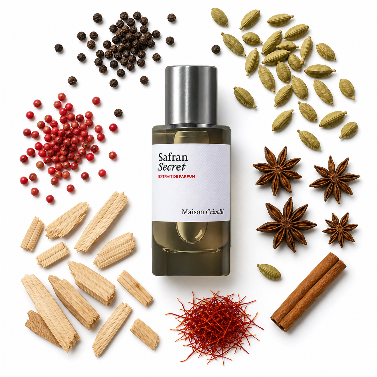 Maison Crivelli Safran Secret Extrait with scent notes