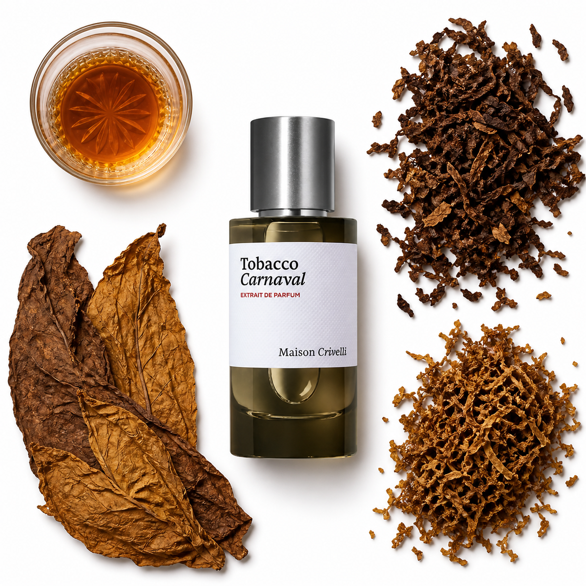 Maison Crivelli Tobacco Carnaval Extrait de Parfum with scent notes