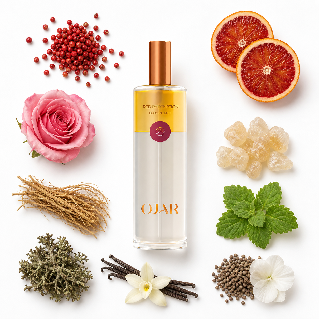 OJAR Red Redemption Body Oil Mist 100 ml with scent notes