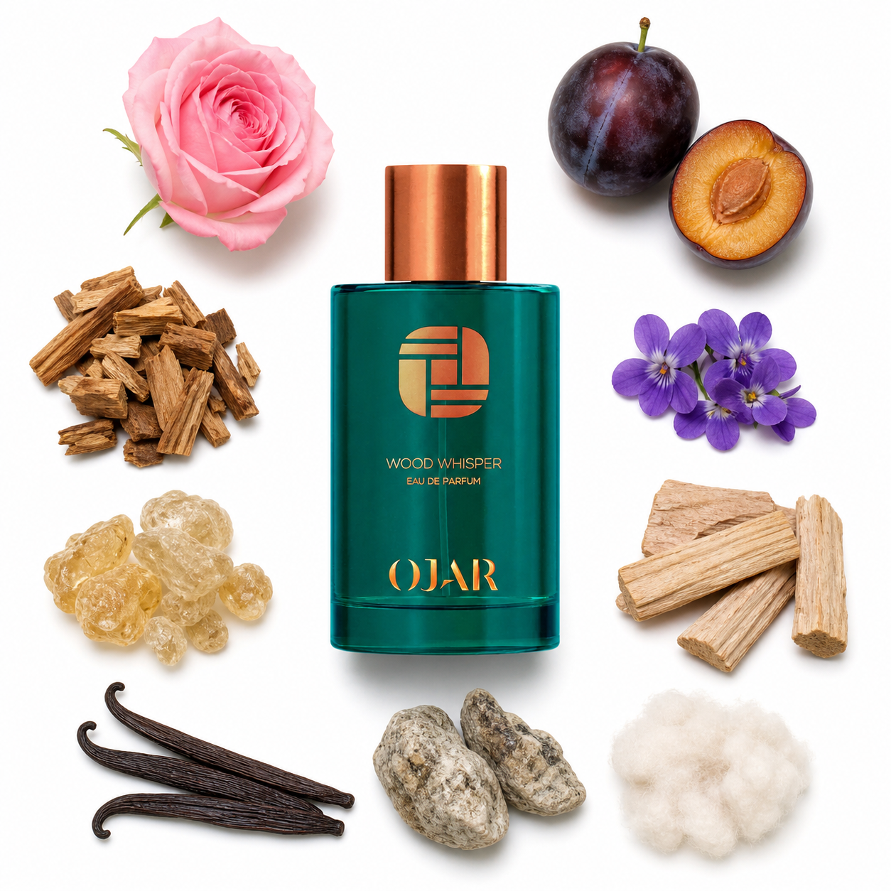 OJAR Wood Whisper Eau de Parfum 100 ml with scent notes
