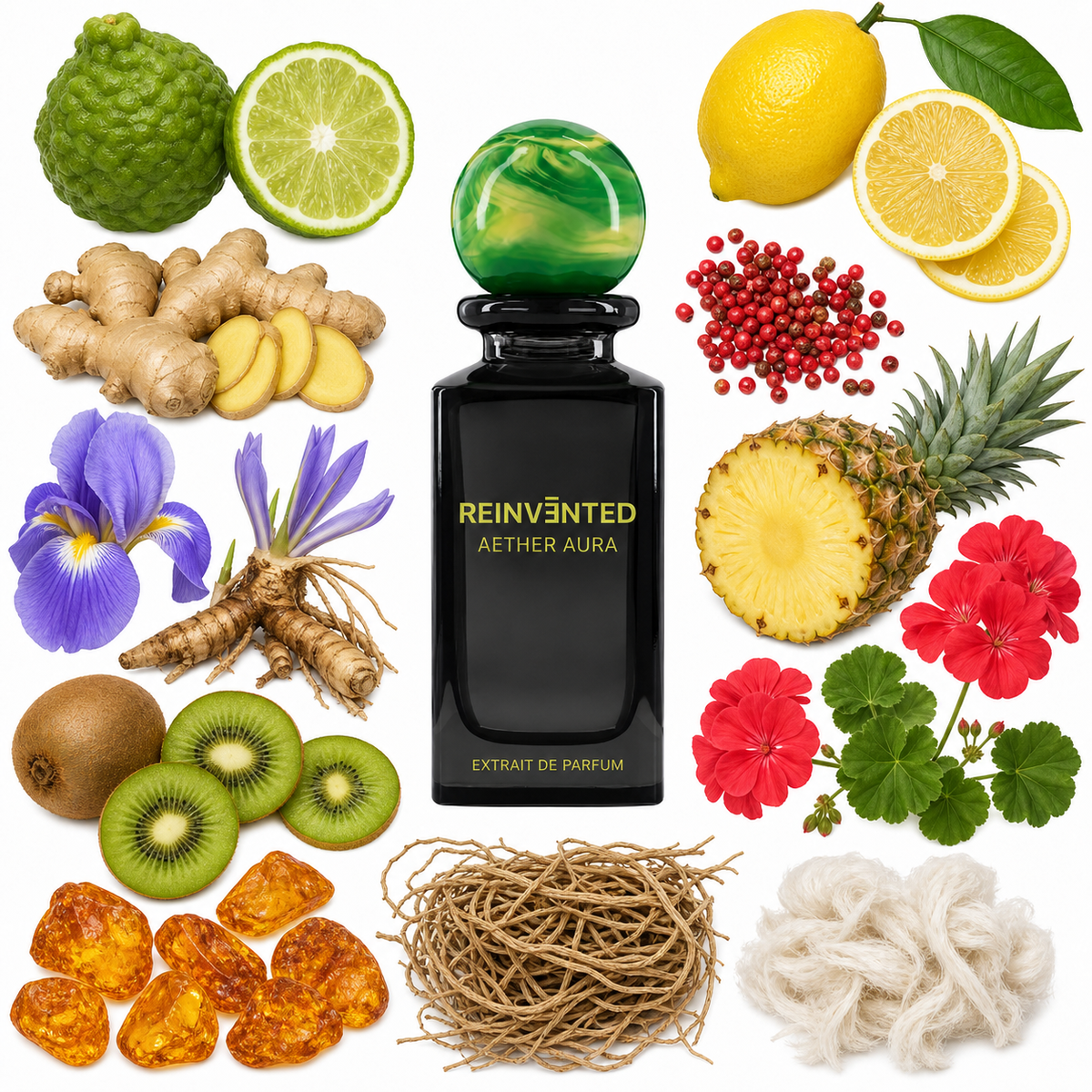 Reinvented AETHER AURA Extrait de Parfum with scent notes
