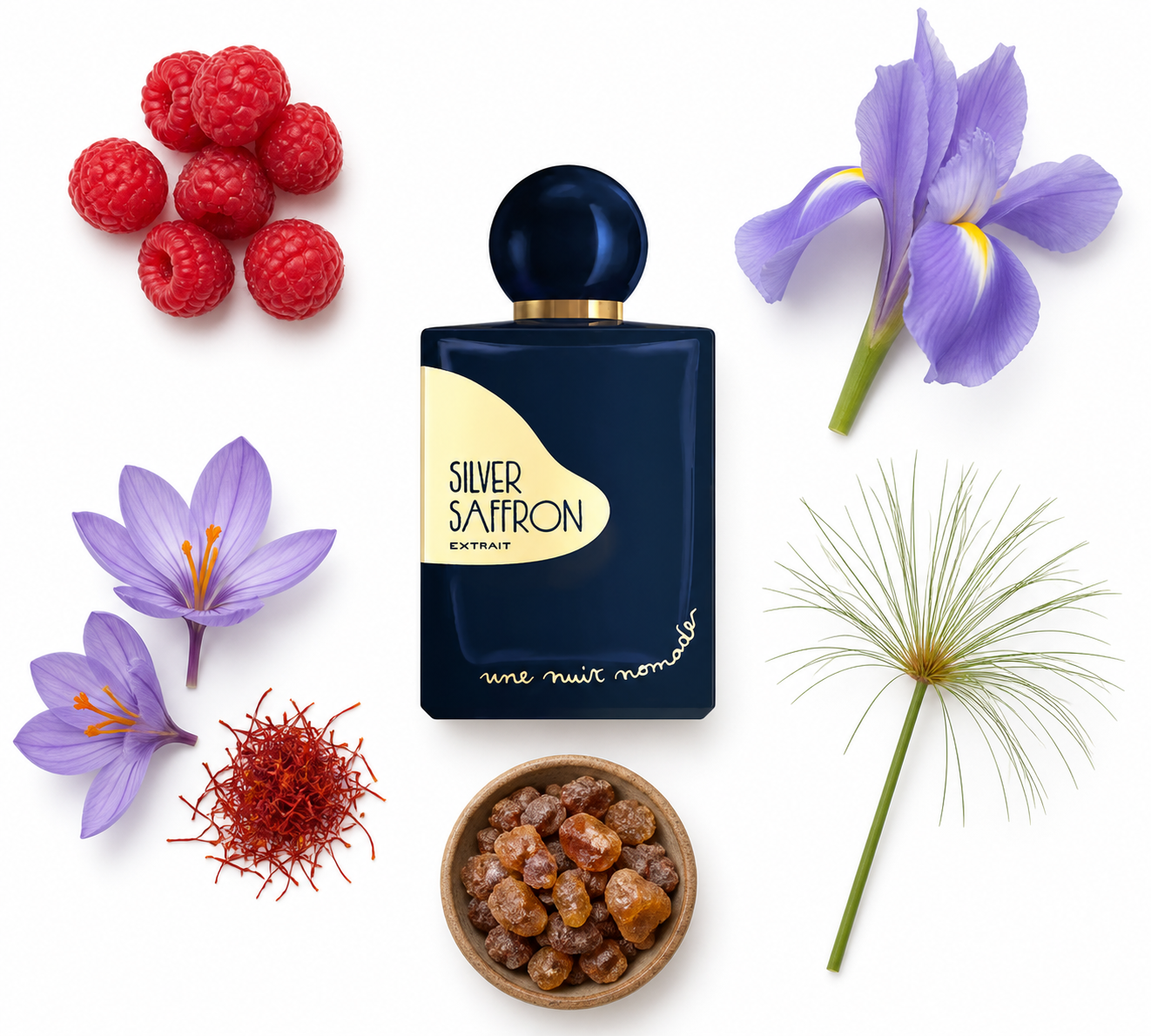 Une Nuit Nomade Silver Saffron Extrait de Parfum 100 ml with scent notes