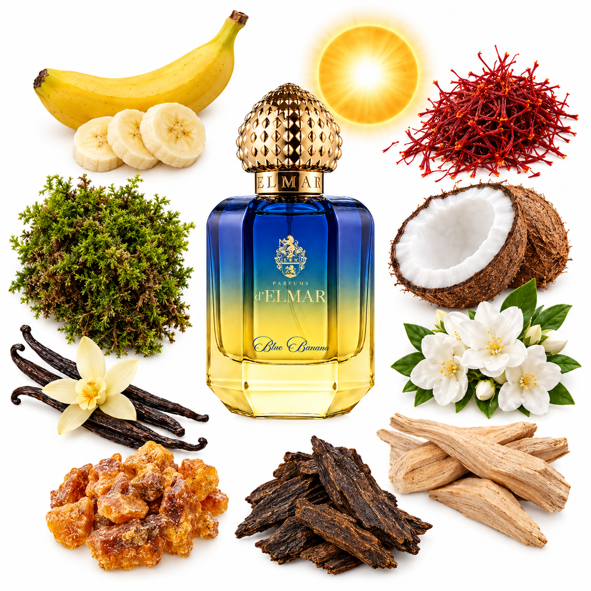 d'Elmar Blue Banana Extrait de Parfum with scent notes